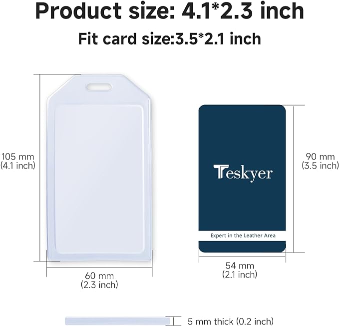 Teskyer 2 Pack Heavy Duty Retractable Badge Holders with Carabiner Reel Clip and Extra Thick Clear Name Tag ID Card Holders, Vertical