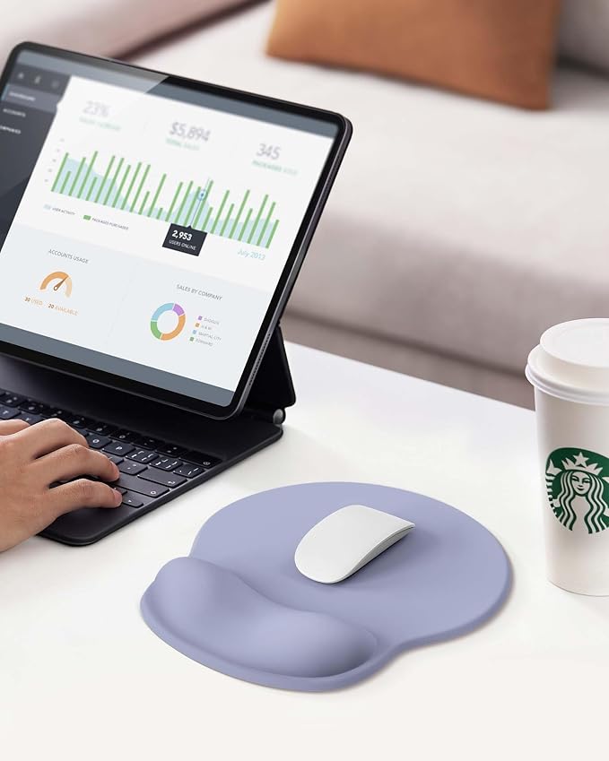 Mouse Pad with Wrist Rest for Desktop Large Ergonomic Mouse Mat(Purple) | 10.6''L x 9''W Size, Gel Wrist Support, Non-slip Base, Washable Surface, Laptop Mousepad