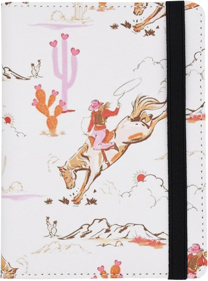 mrs Passport Wallets Travel Holder Set, Travel Luggage Tags Passport Cover -cute Western cowboy pattern for women Gift-pink