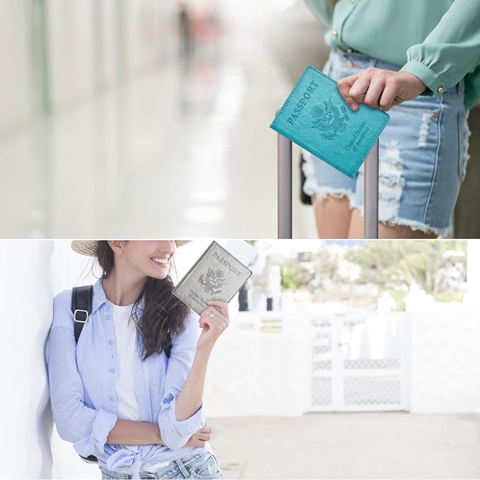Eoehro Passport Holder for Travel Essentials-2Pack, Passport Wallet Cover Case for Travel Must Haves Accessories,Passport Book Holders for Women and Men