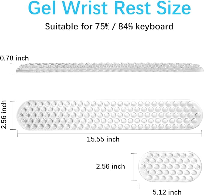 MOSISO Gel Wrist Rest Support for Mouse Pad&Keyboard Set, Transparent | Ergonomic Massage Keyboard&Mouse Pad Set, Non-Slip Base Pain Relief&Soft Cooling Gel Computer Easy Typing Pad for Home/Office