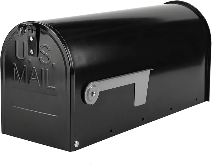 Black Post-Mount Mailboxes for Outside, RAINHOL Metal Mailbox, Galvanized Steel Outside Mail Boxes, Medium Capacity, 19 x 8.7 x 6.7 Inches