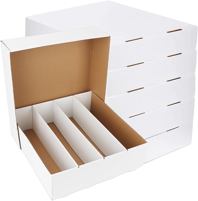 Trading Card Storage Box 3120 Count Collector Cards Box White Sports Card Storage Boxes Card Sorting Tray Cases Cards Collection Trading Cards Box for Soccer Basketball Cards(6 Set)