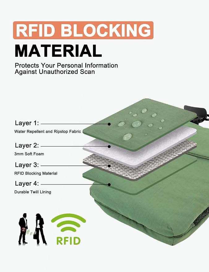 GOX Neck Wallet for Traveling Women,RFID Blocking Crossbody Wallet | Nylon Water-Repellent Passport Holder with Phone Pocket, Small Neck Pouch