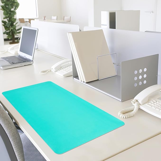 Leather Desk Pad Mat, Green Desk Mat, 23.6" x 13.7" | Non-slip and Waterproof Computer Mat, Desk Protector for Office/Home, Desk Accessories