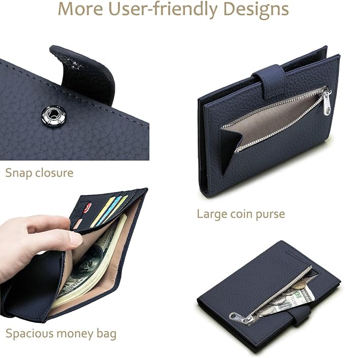 RFID Blocking Leather Passport Holders for Travel Women & Men | Slim Passport Wallet for Womens with Card Slots, Zippered Coins Pocket and Cash Holder, Gift Box Ready (Sapphire Blue)