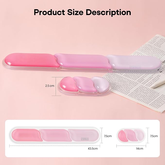 EPOMAKER CloudGel Wrist Rest for Keyboard and Mouse, 2 Pieces | Silicone Wrist Support, Anti-Slip Rubber Bottom, Ergonomic Design, Suitable for Office/Computer/Laptop/Gaming (Pink)