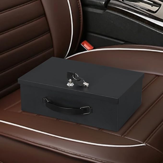 xydled Fireproof Document Box with Key Lock, Fire Safe Box, Black | Fire and water resistant lock box for documents, passports, cash and valuables, keeping secure at home, 13.2 x 11 x 4 Inch