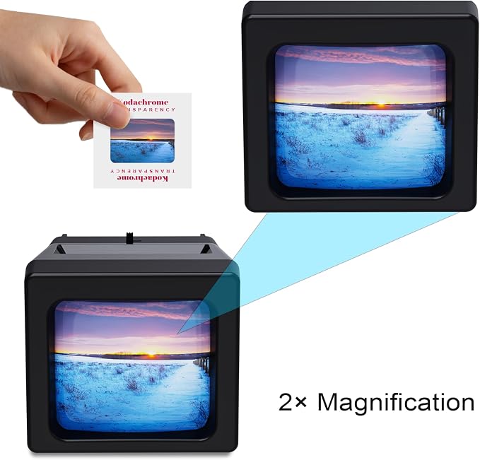 35mm Slide Viewer, 2X Magnification and LED Lighted Illuminated Viewing, Slide Projector for 35mm Old Slides (2AAA Batteries Included)
