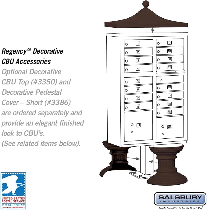 Salsbury Industries 3316SAN-U 16 A Size Doors, United States PostalSalsbury Industries 3316BRZ-U 16 A Size Doors, United States Postal Access Type III Cluster Box Unit, Bronze