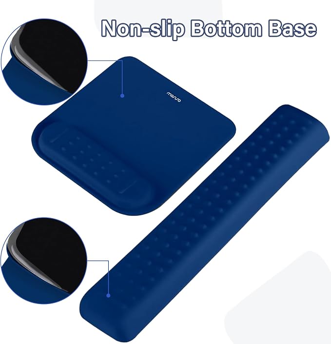 MOSISO Keyboard Stand&Wrist Rest Support for Keyboard &Mouse Pad Set | Ergonomic Massage Wrist Rest Set, Easy Typing Working Acrylic Clear Stand for Office Home, Navy Blue