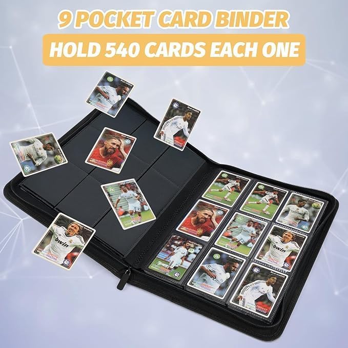 9 Pockets Card Binder,Premium Zip Trading Card Binder,540 Double Sided Pocket PU Collection Binder, Collector Album, Card Folder for MTG, TCG, Business Cards.(Blackish Green)