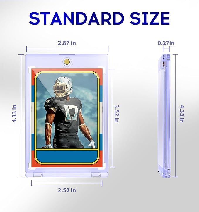 50ct Magnetic Card Holder, 35pt One Touch Card Holder, U-V Protectors Hard Plastic for Trading Cards, Magnet Case, Sports, Game, Football, Baseball