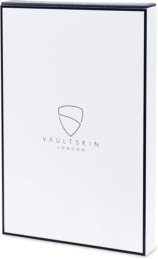 Vaultskin KENSINGTON Passport Holder for Travel, RFID Wallet (Black) | Slim genuine leather book cover, small case for men and women, inner sleeve, cards, cash, scan blocking protection, gift box