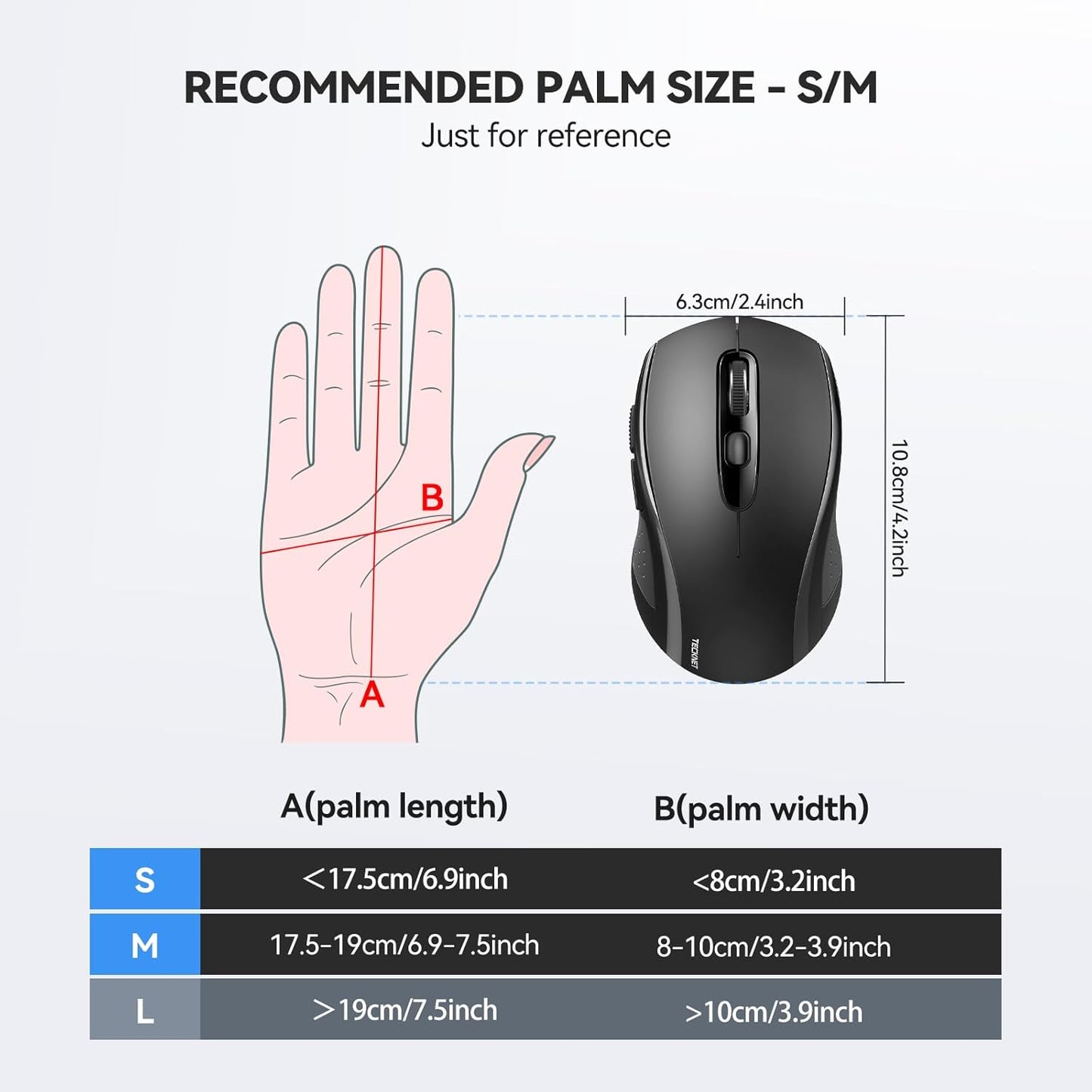 TECKNET Wireless Bluetooth Mouse for MacBook, 2-in-1 Bluetooth Mice for Laptop (BT 5.0+2.4G USB) (NOT Silent)