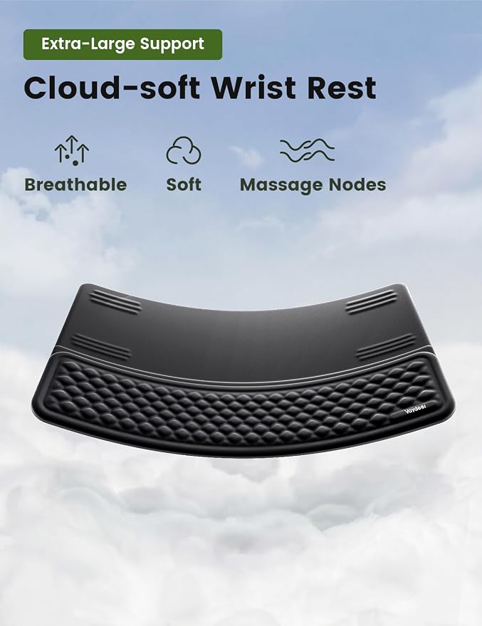 Vaydeer Extra-Large Keyboard Wrist Rest, Ergonomic Keyboard Stand with Wrist Rest, Ergonomic Keyboard Riser with Soft Memory Foam Cushion for Typing, Gaming, Home Office, Carpal Tunnel Pain Relief
