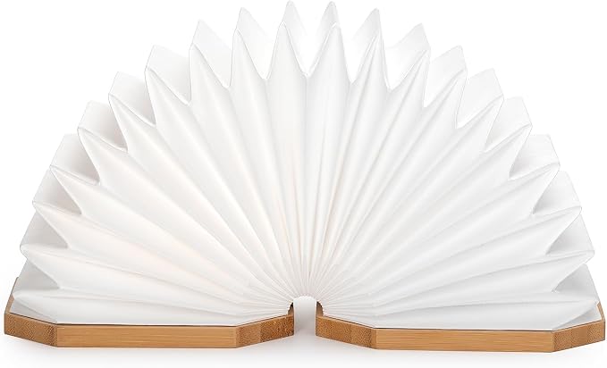 Originality Folding Accordion Lamp, Japanese Gift, LED Paper Lantern | Portable Wooden Table Lamp, Creative Japanese Paper Light with USB, Japanese Decor for Home & Bedroom & Library (Bamboo)