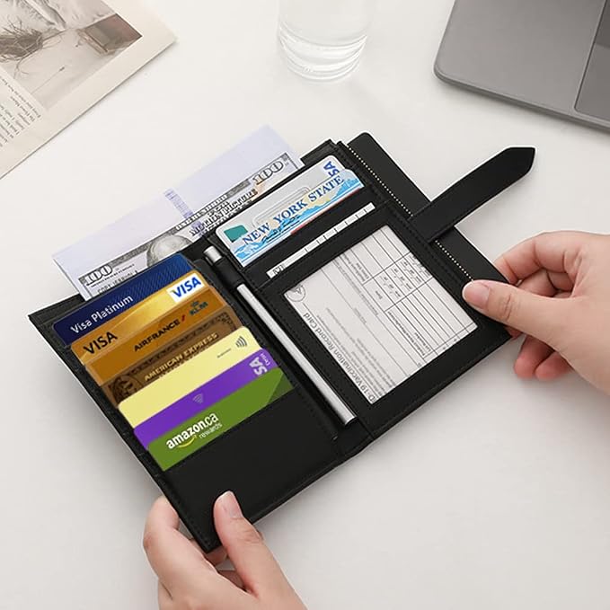 Passport Holder for Family,RFID Travel Document Organizer for Women,RFID Passport Wallet with Airtag Holder,Family Passport Protector Case, Anti-Lost Travel Essentials