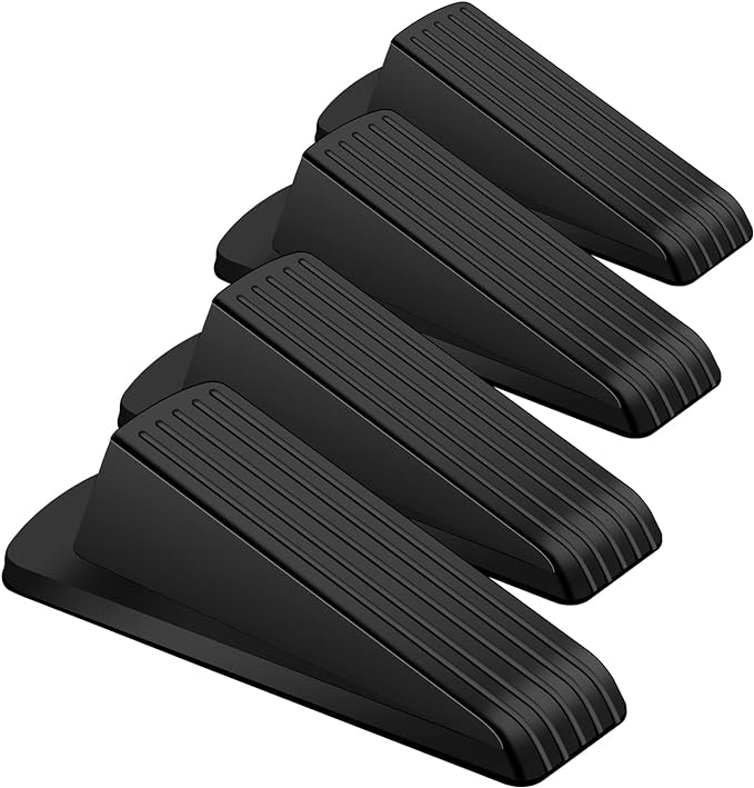 Door Stoppers, 4 Pack Premium Rubber Door Stoppers for Bottom of Door Security Rubber, Door Stopper Wedge for Carpet Heavy Duty Door