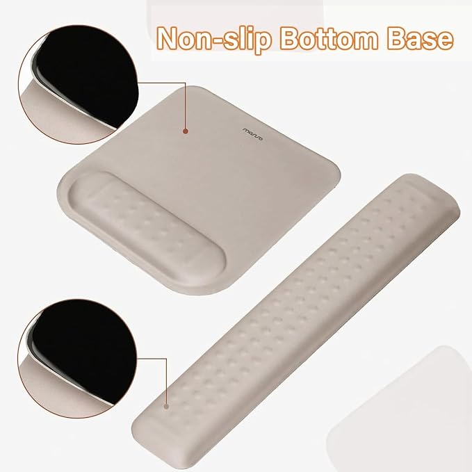 MOSISO Keyboard Stand&Wrist Rest Support for Keyboard &Mouse Pad Set | Ergonomic Massage Wrist Rest Set, Easy Typing Working Acrylic Clear Stand for Office Home, Taupe Brown