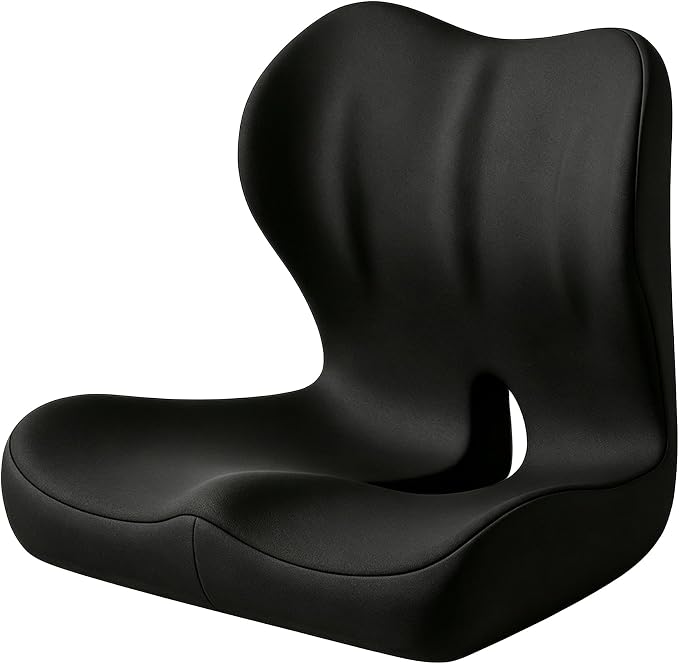 Seat Cushion for Office Chair and Car, Ergonomic Memory Foam Seat Cushion with Lumbar Support Pillow, Orthopedic Cushion for Sciatica & Back Pain, Black