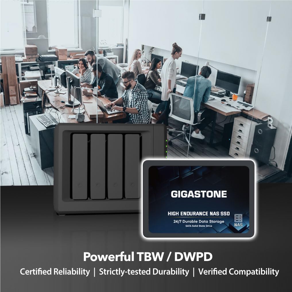 Gigastone 2TB NAS SSD Drive (2-Pack) 24/7 Durable TLC High Endurance RAID Data Storage Network Attached Storage 2.5" SATA Internal Solid State Hard Drives
