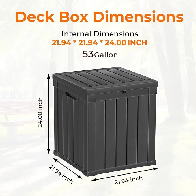 PatioZen 53 Gallon Package Delivery Boxes for Outside, Lokable Secure Resin Package Delivery Box with Lid, Weatherproof and Anti-Theft Storage for Outdoor Front Door, Porch, Curbside, House (Black)