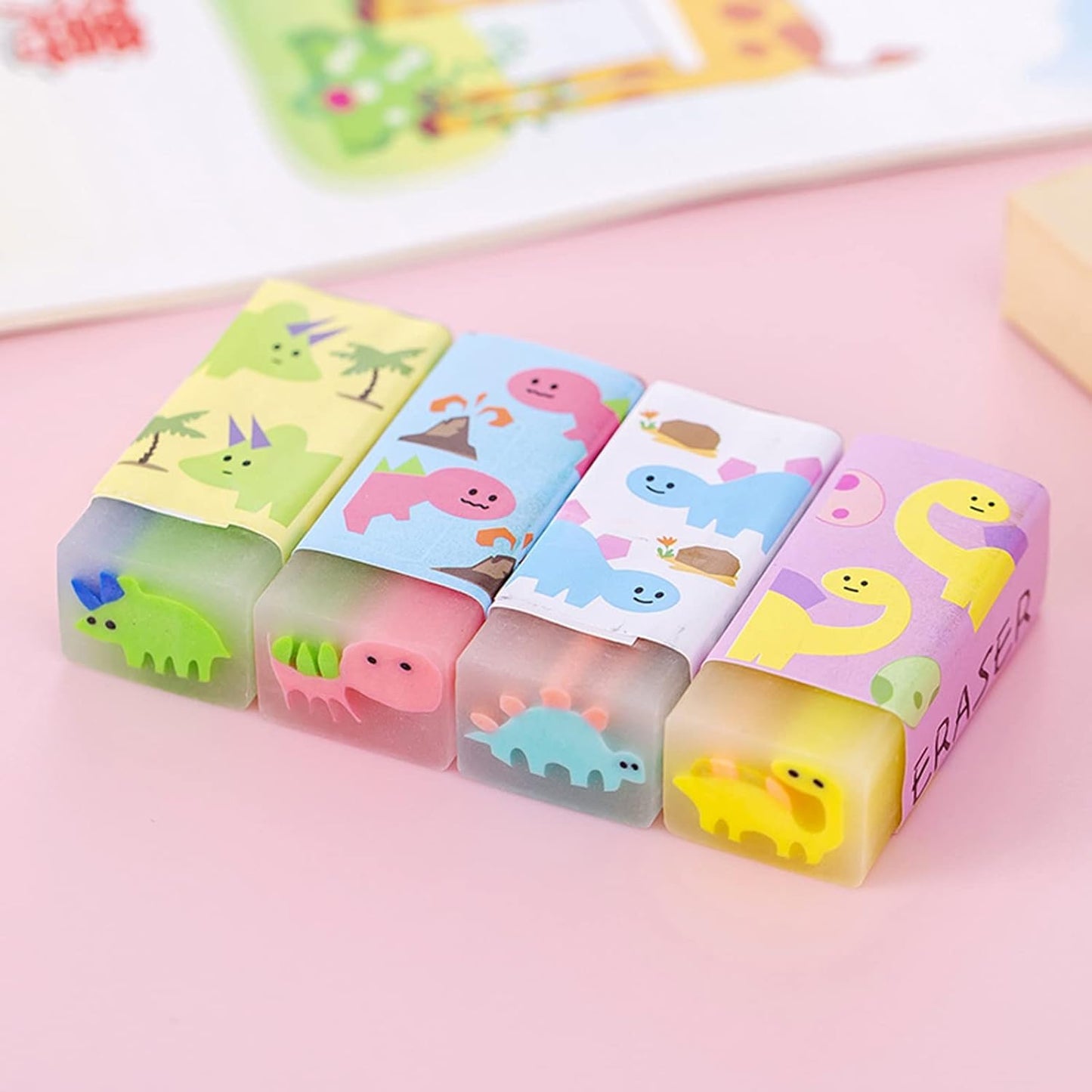 Cute Erasers for Kids Bulk 16 Pack Animal Food Fun Desk Pets Pencil Students School Supplies Prize Gifts Party Favors