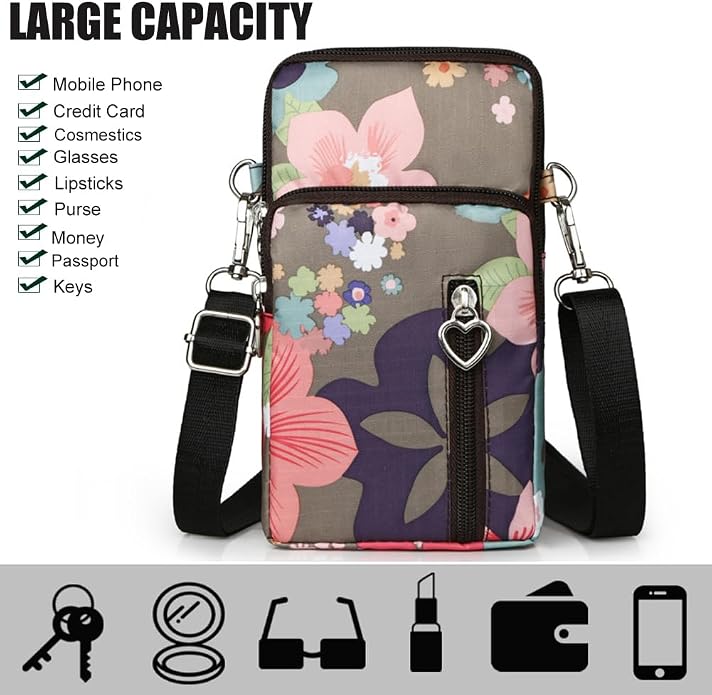 Small Crossbody Bag for Women - Mini Phone Purses with Crossbody Strap and Wallet - Nylon Arm Bag