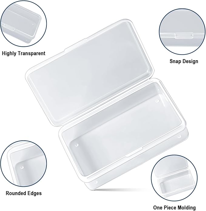 Blank Card Case, 6 Pack Clear Plastic Card Deck Box, Snaps Closed - Storage Box for Base Ball Trading Cards, Business Cards & More