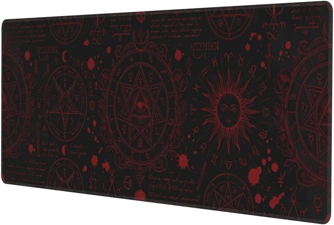 Mysterious Gothic Gaming Mouse Pad Large Extended Desk Mat Non-Slip Rubber Base Keyboard Pad with Stitched Edges for Office Gaming 31.5x11.8 in