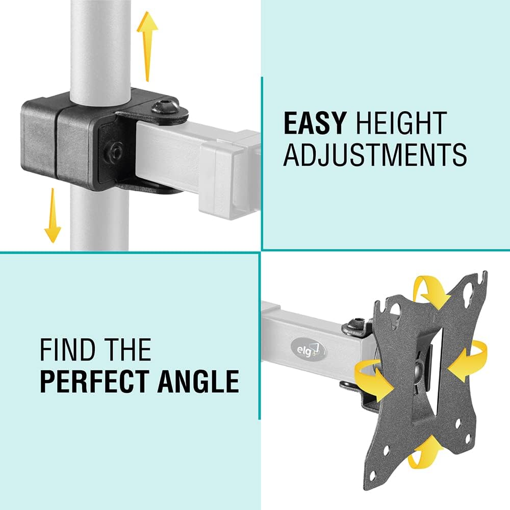 ELG Full Motion Swivel Monitor Desk Mount Stand up to 34'' Screen, Adjustable Arm Height Position, Computer Monitor Stand, Gaming/Home Office, F50N, Black