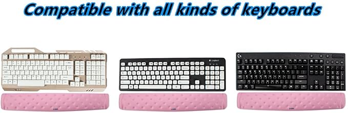 BRILA Ergonomic Memory Foam Keyboard Wrist Rest Support Pad Cushion for Computer, Laptop, Office Work, PC Gaming - Massage Holes Design - Cozy Typing Wrist Pain Relief (Pink)