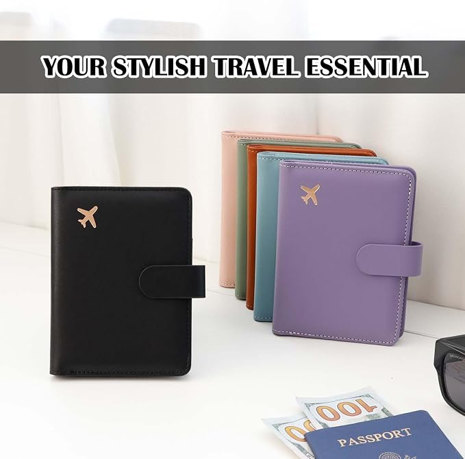 Melsbrinna Premium Leather Passport Holder Covers Case, Waterproof Rfid Blocking Travel Wallet Passport Holder with Pen Holder, Cute Passport Book for Women/Men