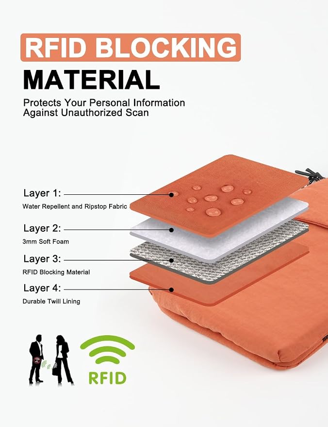 GOX Neck Wallet for Traveling Women,RFID Blocking Crossbody Wallet | Nylon Water-Repellent Passport Holder with Phone Pocket, Small Neck Pouch