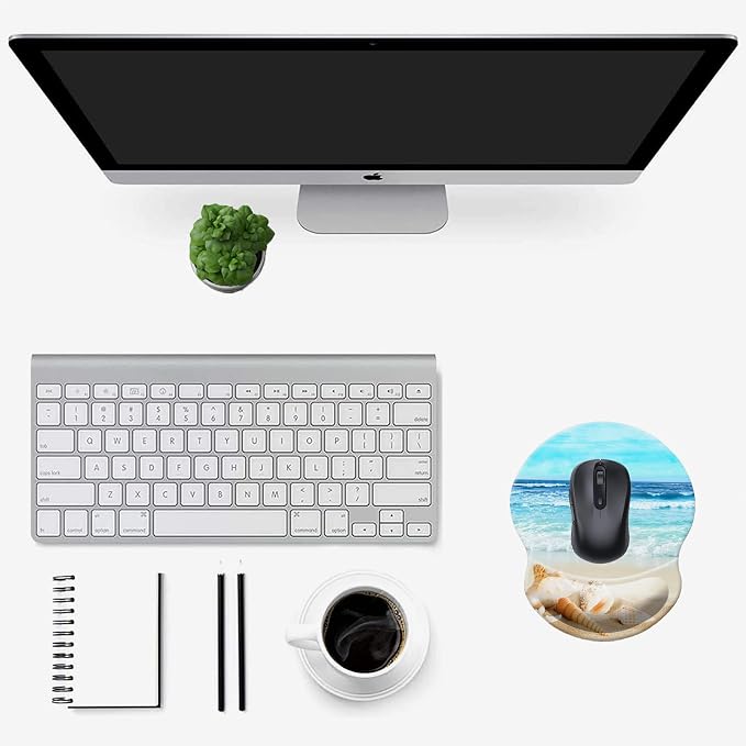 Mouse Pad with Wrist Support, Non Slip Mousepad Wrist Rest for Office, Computer, Laptop & Mac-Comfortable & Lightweight Ergonomic Support Mouse Mat(DL-Beach)