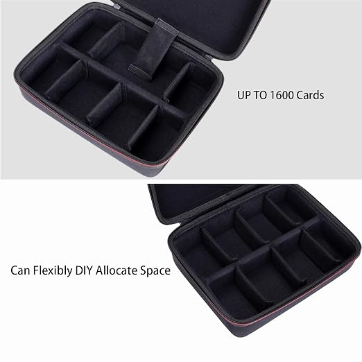 LTGEM Card Game Case Fits 2300+ Cards Compatible with Cards Against Humanity/Magic the Gathering/UNO/Pokemen/Baseball/Football Cards with 6 Moveable Dividers (2 Row) - Black