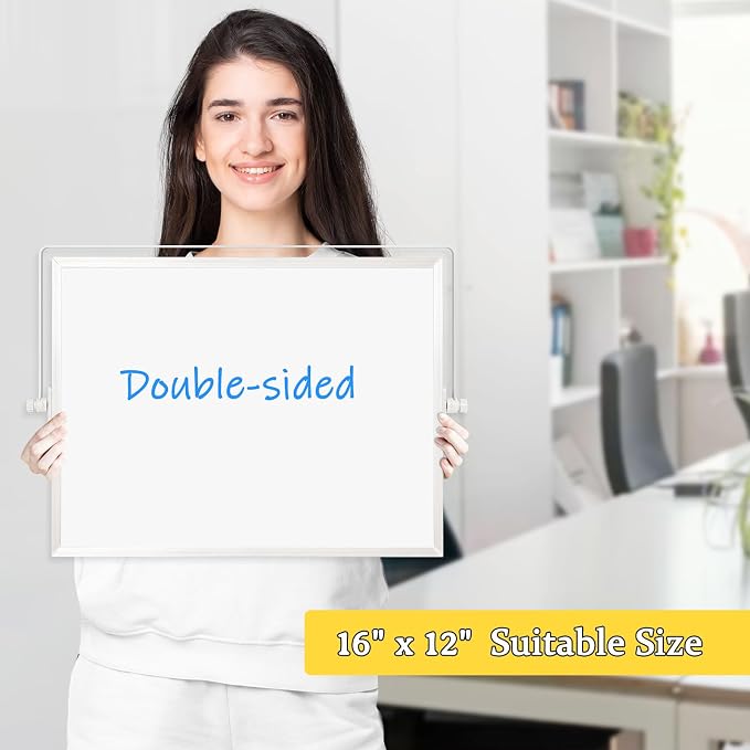 Double-Sided Magnetic White Board with Stand, 16" x 12" | Dry Erase Board with Stand, Desktop Whiteboard Easel , Portable Small White board dry erase for Drawing, Office, Home