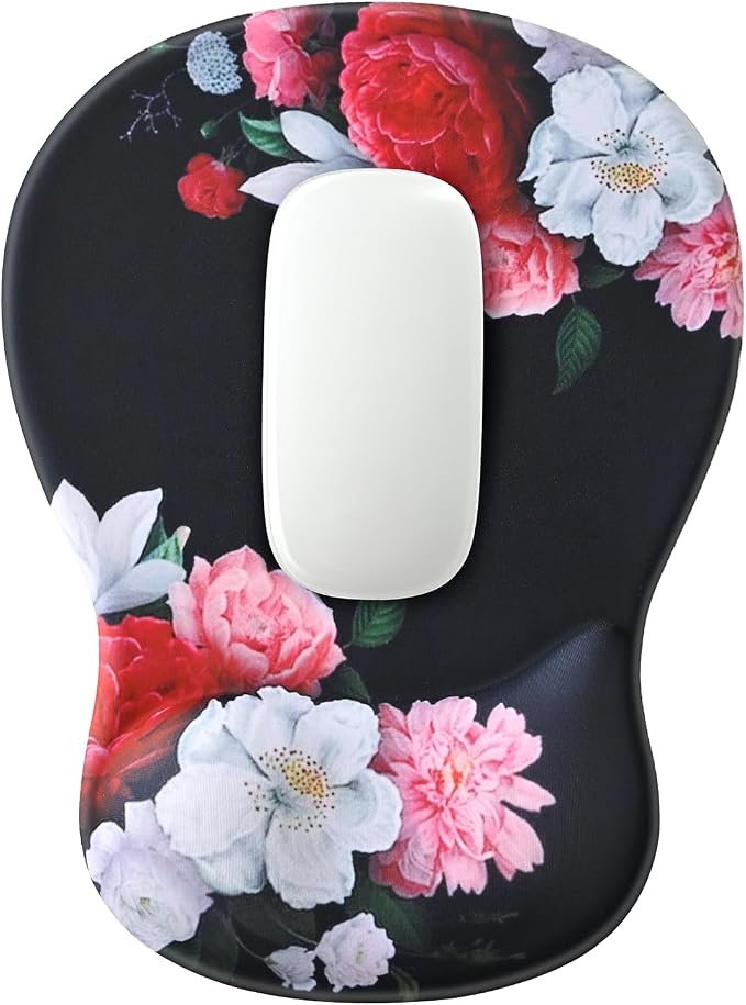 EooCoo Mouse Pad with Gel Wrist Rest, Ergonomic Mousepad Wrist Alignment | Middle Concave Design for Natural Wrist Alignment, Non-Slip Base Mousepad, Carpal Tunnel Relief, Office Desk Accessories