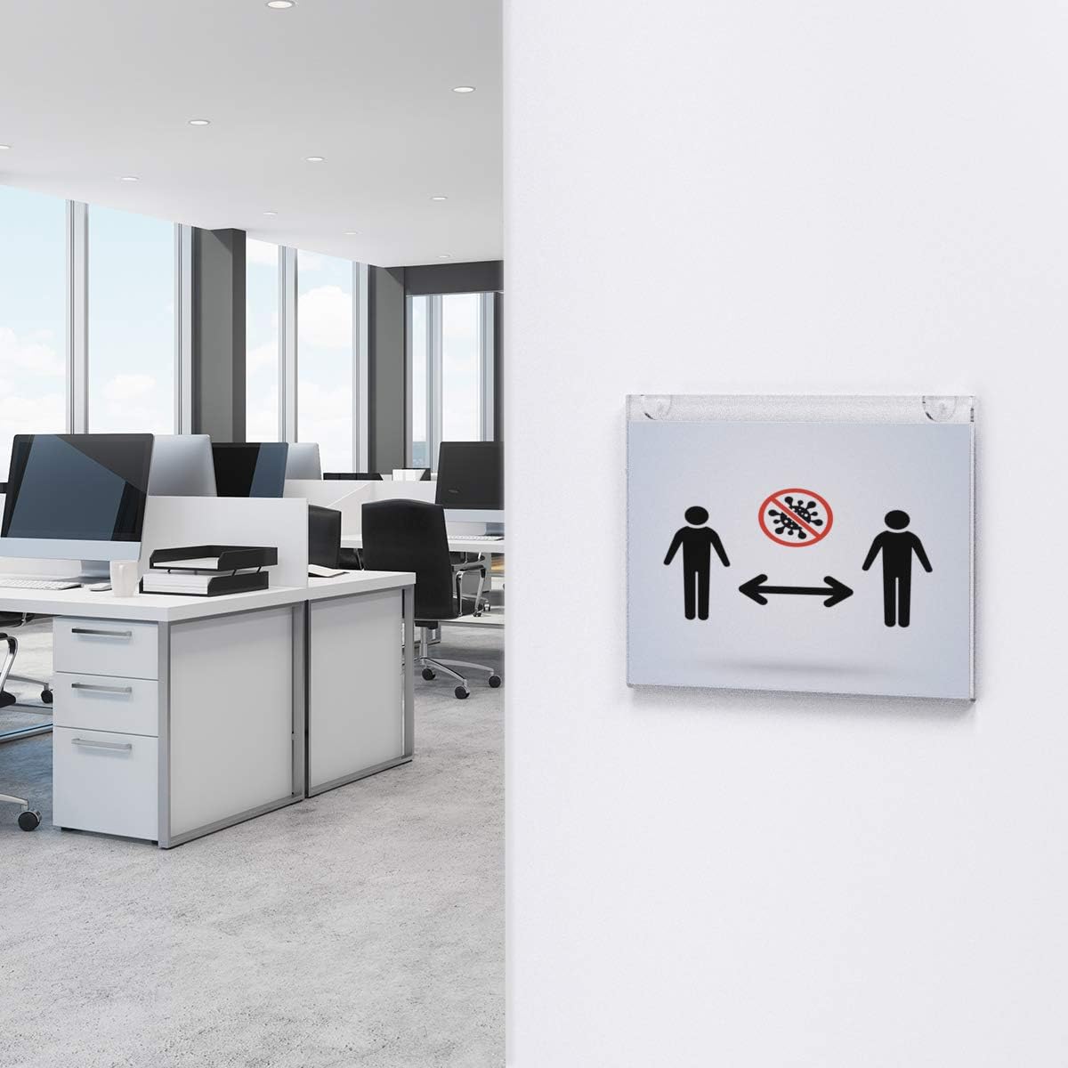 HIIMIEI Acrylic Wall Mount Sign Holder 8.5 x 11 Horizontal 12 Pack, Clear Paper Document Holder, Wall Mount Ad Frame with 3m Tape Adhesives & Screws for Office, Home, Store, Restaurant