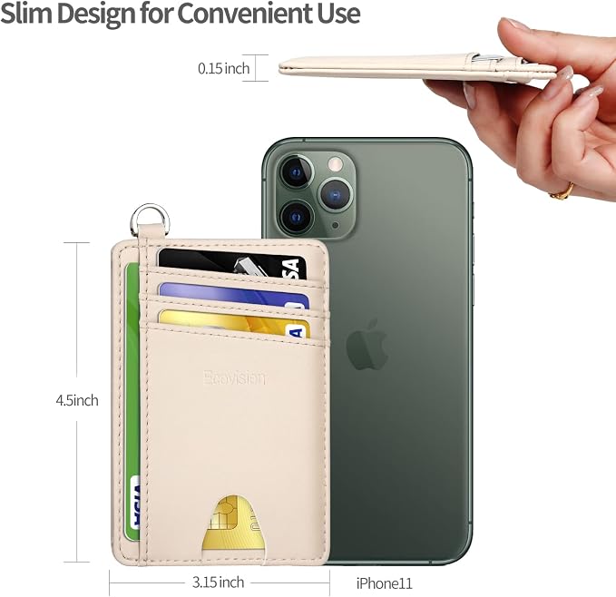 Slim Minimalist Front Pocket Wallet, RFID Blocking Credit Card Holder Wallet with Detachable D-Shackle for Men Women