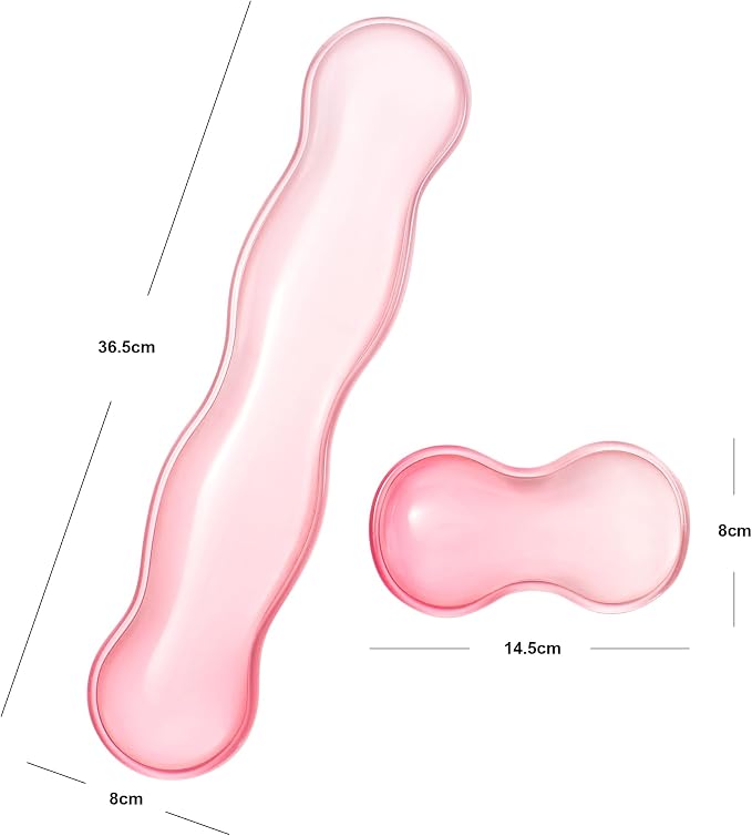 Ergonomic Gel Keyboard and Mouse Wrist Rest Set – Pink Clear Wrist Rest for Computer Keyboard 60%/68%/75%, Keyboard Cushion, Comfort & Support for Typing and Gaming