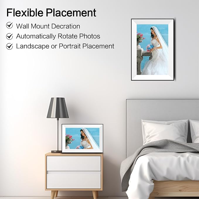 Frameo WiFi Digital Picture Frame 10.1 Inch, IPS HD Touch Screen Smart Electronic Photo Frame, Auto-Rotate Slideshow, Load Photos from Phone via App, Digital Picture Frames Gift for Family