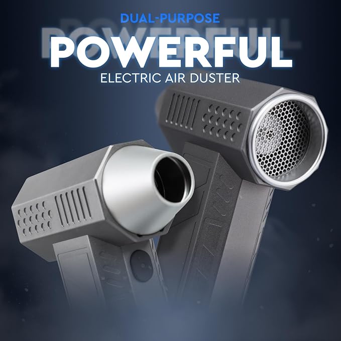 2in1 Electric Air Duster&Vacuum Cleaner - 150,000 RPM Compressed Air Duster with 4 Modes, Portable Air Blower & Rechargeable, Mini Blower for Computer, Keyboard, Electronics (Aircraft-Grade Aluminum)