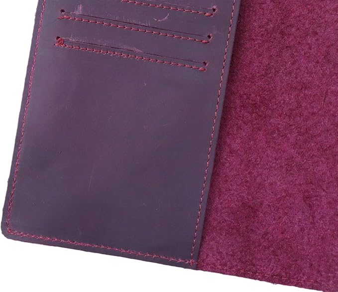 RFID Blocking Passport Holder Travel Wallet Genuine Leather Passport Case Cover Travel Document Organizer (Retro Red)