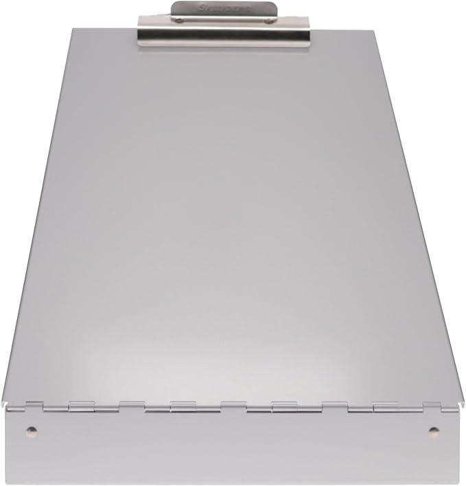Saunders Cruiser Mate Metal Clipboard with Storage, Dual Tray Aluminum Nursing Folio, Heavy Duty Form Holder for Police & Work, Letter Size Privacy Box with Self-Locking Latch, Silver