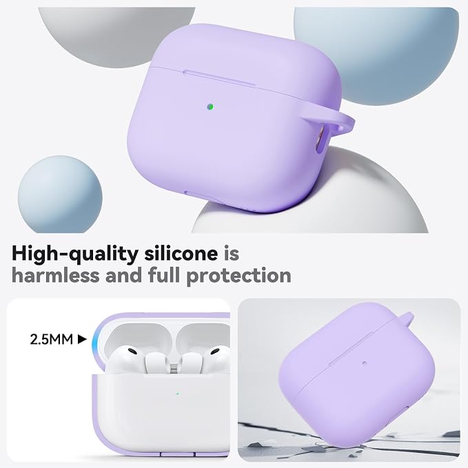 Ljusmicker for AirPods Pro 3 Case 2025 with Cleaner Kit,Purple | Soft Silicone Protective Cover for Apple AirPod Pro 3rd Generation Case with Keychain for Women Men,Shockproof