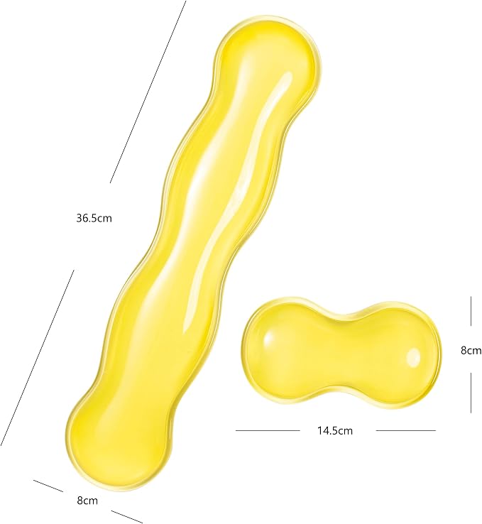 Gel Keyboard and Mouse Wrist Rest Set – Clear Wrist Rest for Computer Keyboard 60%/68%/75%, Comfort & Support for Typing and Gaming(Light Yellow)