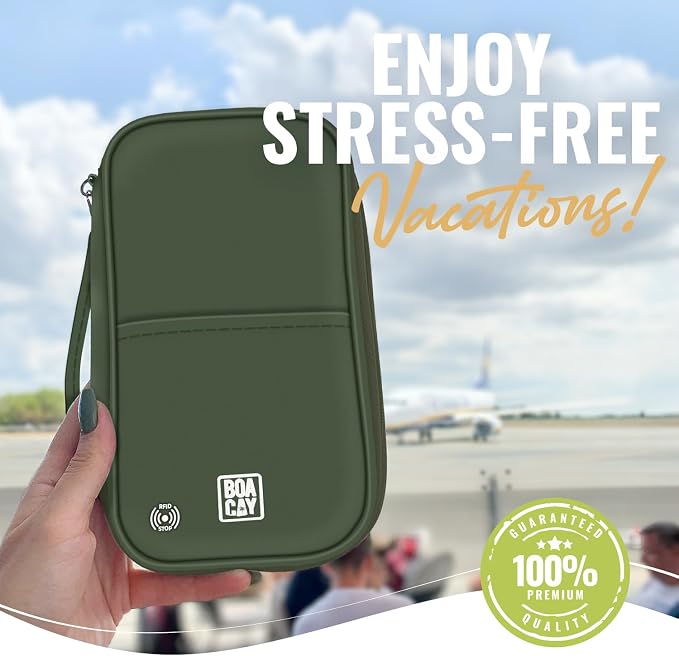 Travel Document Organizer with RFID, Family Passport Holder, Wallet for Women & Men, Portable & Waterproof Case for Cards, Boarding Pass, Money