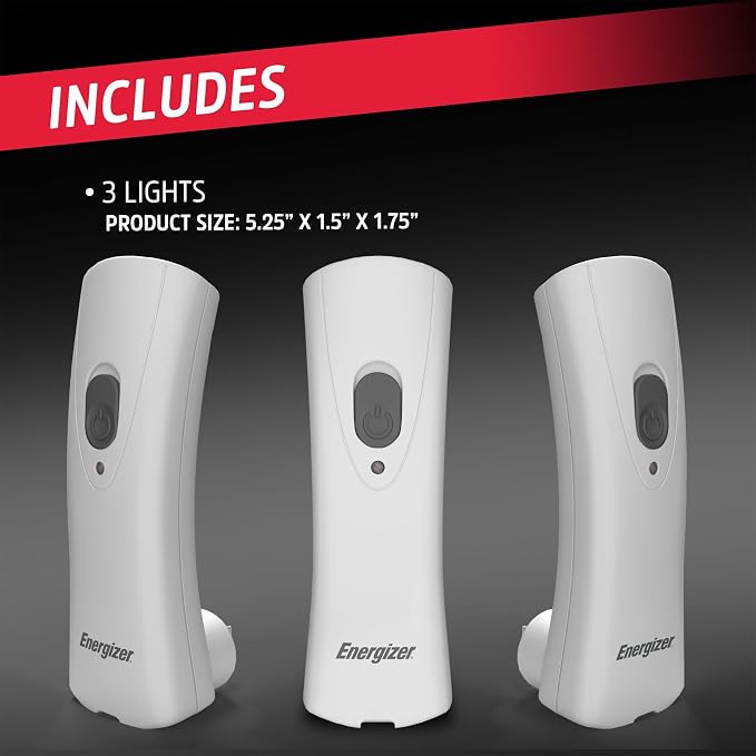 Energizer Auto-On LED Flashlights Rechargeable (3-Pack) for Home Power Failure, Plug in LED Flashlight for Power Outage, Night Light, Hurricane Preparedness